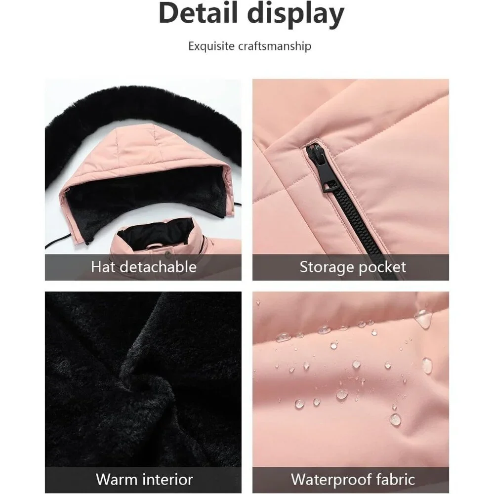 Women's Plus Size Winter Coat Waterproof warm Down Coat Detachable Hooded Parka